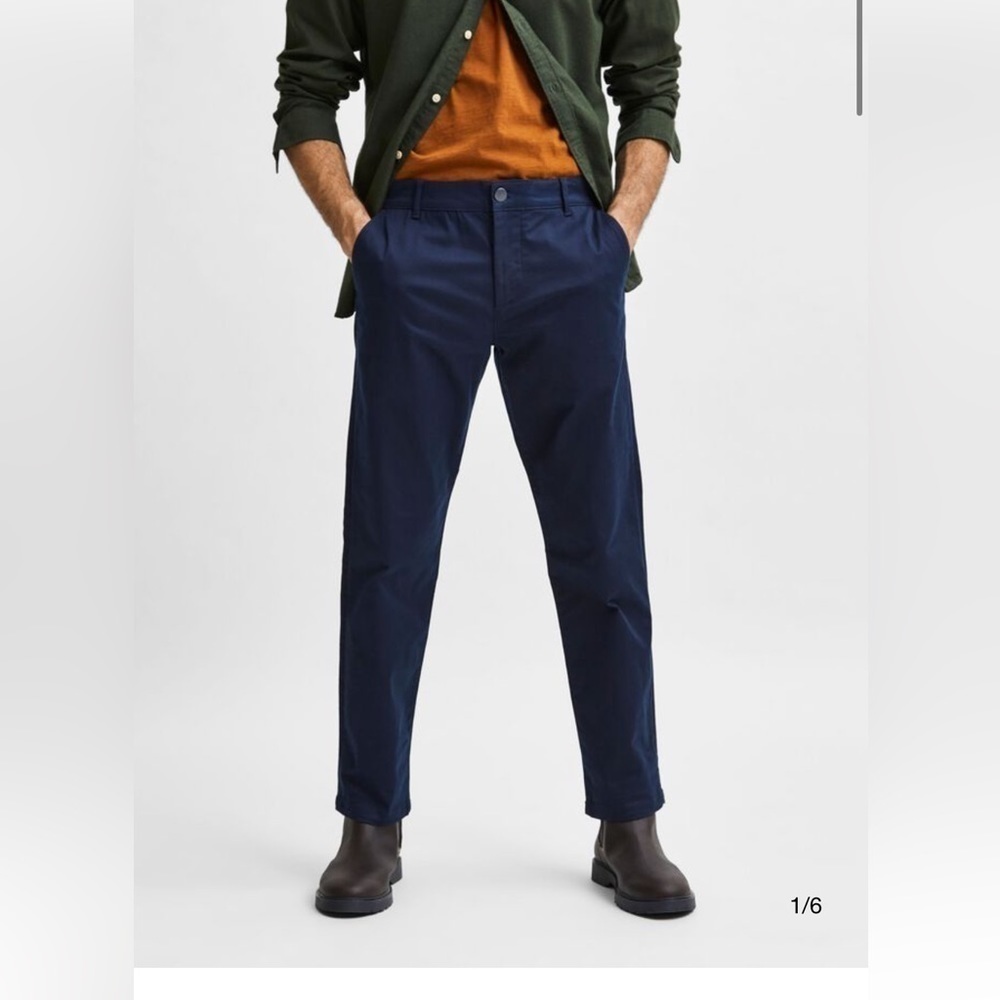 SELECTED Homme Chino Blue Pants Straight‎ Fit